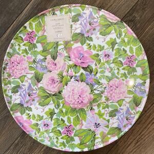 LAURA ASHLEY Spring Floral Spinning Rotating Melamine 15.5" Serving Tray NEW